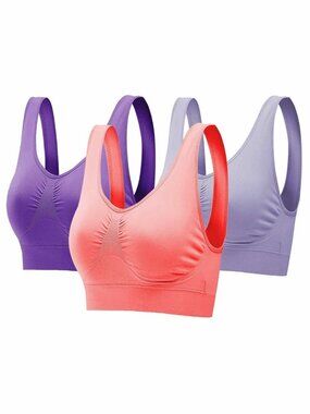 3Pack Sport Bras Seamless Wire Free Weight Support Tank Sports Yoga Sleep Bra